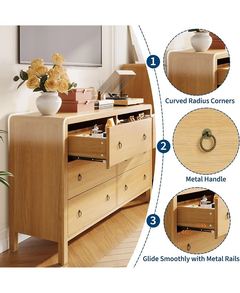 gaomon 6-Drawer Modern Bedroom Dresser Chest Closet Storage Cabinet Organizer for Bedroom, Living Room, Hallway, Office