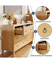 gaomon 6-Drawer Modern Bedroom Dresser Chest Closet Storage Cabinet Organizer for Bedroom, Living Room, Hallway, Office