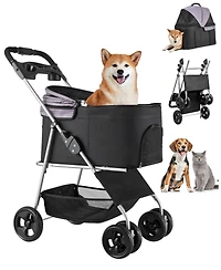 Cozito 4-Wheel Foldable Pet Stroller with Detachable Carrier, Holds up to 35 lbs