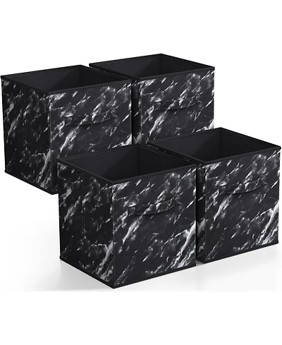 Sorbus 11 Inch 4 Pack Foldable Fabric Storage Cube Bins with Handle - for Organizing Home, Closet, Nursery, Playroom, and More