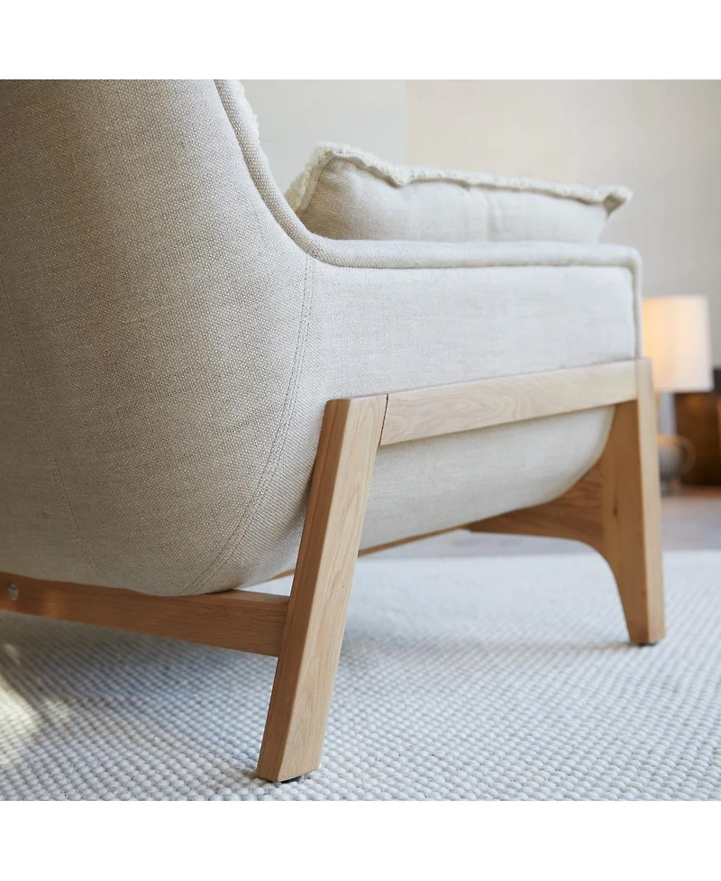 Tikamoon Woodnest armchair solid oak and linen fabric, 1 seat