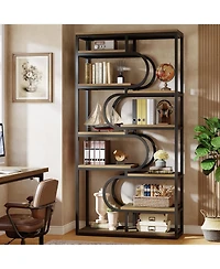 Tribesigns 5-Tier Industrial Bookshelf, 71-inch Tall Etagere Bookcase with Heavy-Duty Metal Frame