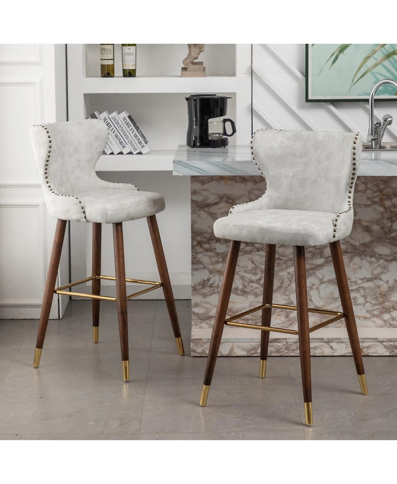 Streamdale Furniture Elegant Mid-Century Barstools with Button Tufted Backs