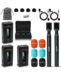 Movo Wmx-2-duo Dual Microphone Compact Wireless System with Handheld Extension Mounts