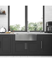 flynama 33x21x10 Inch Double Bowl 60 and 40 Farmhouse Apron Front Kitchen Sink 16 Gauge T304 Stainless Steel With Two 10 Inch Deep Basin