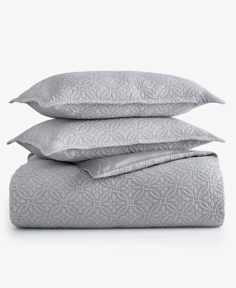 Charter Club Lattice Medallion Gray 3-Pc. Comforter Set