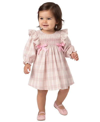 Bonnie Baby Girls' Pinafore Plaid Smocking Dress and Bloomers