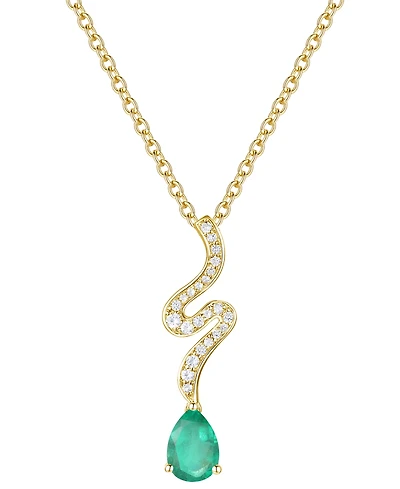 Macy's Emerald (5/8 ct. t.w.) & Diamond (1/6 Pendant Necklace 14k Yellow Gold (Also Available Sapphire Ruby)