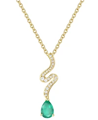 Macy's Emerald (5/8 ct. t.w.) & Diamond (1/6 Pendant Necklace 14k Yellow Gold (Also Available Sapphire Ruby)