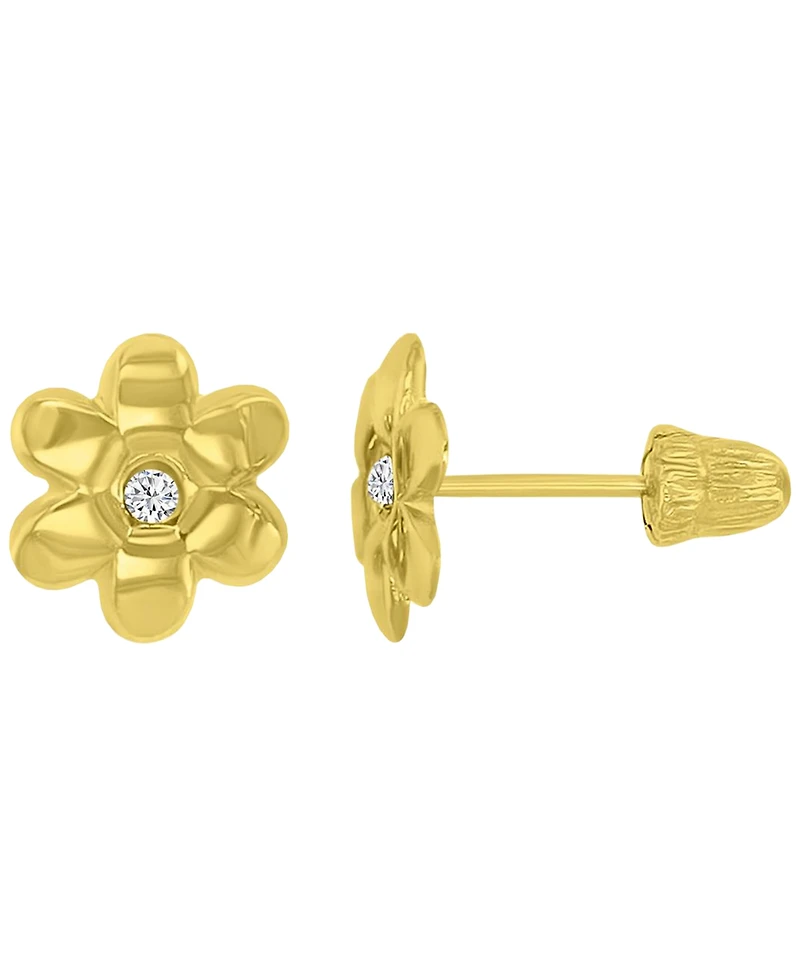 Macy's 14K Yellow Gold Flower Screw Back Stud Earrings