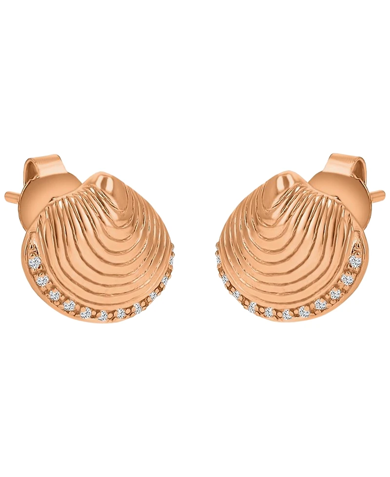 Macy's Diamond Accented Textured Seashell Stud Earrings