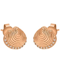 Macy's Diamond Accented Textured Seashell Stud Earrings