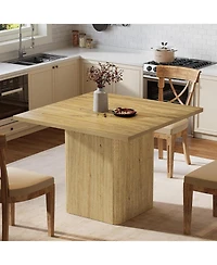 Tribesigns 39-Inch Square Dining Table for 4, Small Fluted Kitchen Table with Pedestal Base, Farmhouse Style, Natural