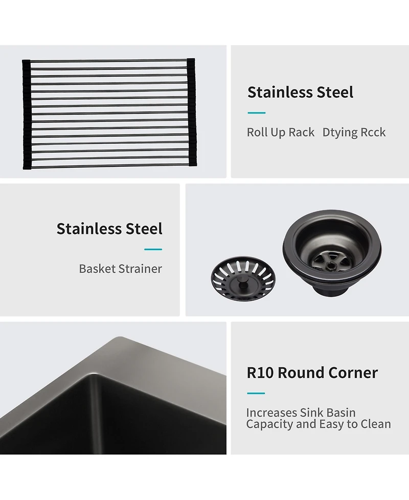 flynama 25x22x10-Inch Stainless Steel Drop-In Topmount Kitchen Sink