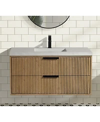 Ari Bath, San Diego 42" Floating Bathroom Vanity, Weathered Fir
