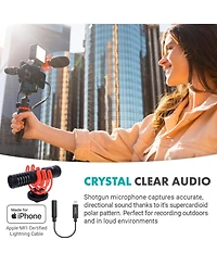 Movo iVlog1 Vlogging Kit for iPhone with Shotgun Mic, Led Light, Tabletop Tripod, Fullsize Tripod and More