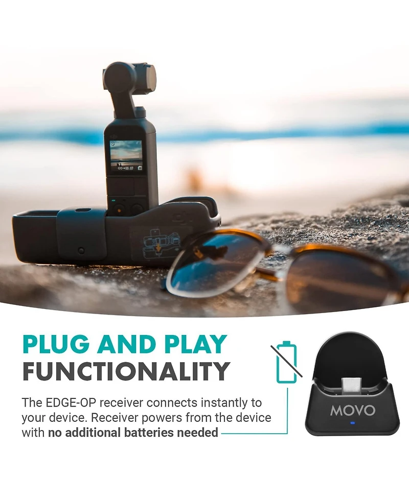 Movo Edge-op-Duo Dual Wireless Lavalier Microphone for Osmo Pocket 1 and 2