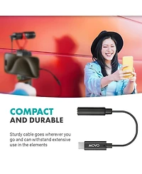 Movo Female 3.5mm Trrs Microphone Adapter Cable to Usb-c Connector Dongle