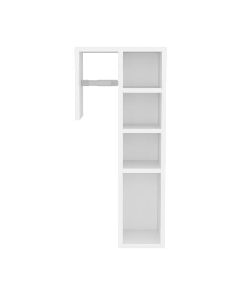 Fm Furniture Ranch, Toilet Paper Holder with 3 Open Shelves, Compact Bathroom Organizer,White