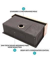 Flynama 36" Rose Gold Farmhouse Apron Front Kitchen Sink, 16-Gauge T304 Stainless Steel with Dish Grid, Drain Assembly & Drying Rack