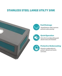 Flynama 16-Gauge Stainless Steel Undermount Kitchen Sink, Single Bowl, 32" x 19" x 10" Deep