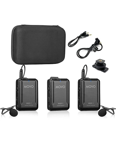 Movo Wmx-1-duo 2.4GHz Dual Wireless Lavalier Microphone System Compatible with Cameras and Smartphones