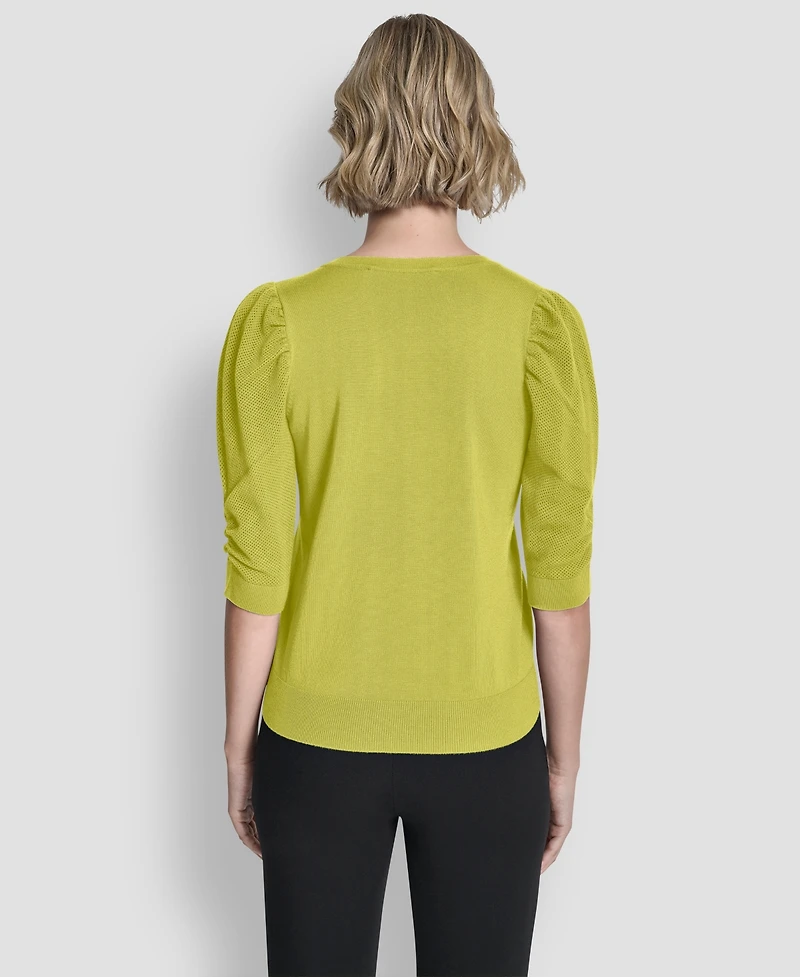Dkny Women's Puff-Sleeve V-Neck Sweater