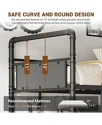 gaomon Loft Bunk Bed with L-Shaped Desk, Twin Under-Desk Workspace, Metal Ladder & High Guardrail for Kids, Teens, Adults