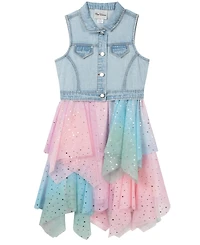 Rare Editions Girls' 7-16 Sleeveless Denim Vest Dress