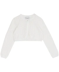 Rare Editions Girls' 2T-6X Crochet Knit Long-Sleeve Cardigan