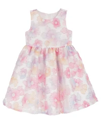 Rare Editions Girls' 2T-6X Floral Sequin Soutache Round Neck Dress