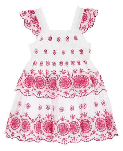 Rare Editions Girls' 2T-6X Cotton Eyelet Flutter-Sleeve Dress