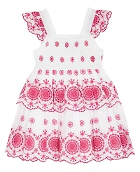 Rare Editions Girls' 2T-6X Cotton Eyelet Flutter-Sleeve Dress