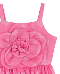 Rare Editions Girls' 7-16 Burnout Organza Floral Applique Square Neck Dress