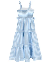Rare Editions Girls' 7-16 Pleated Square Neck Bow Dress