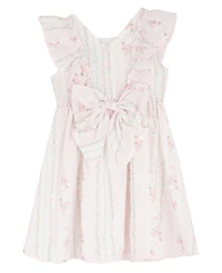 Rare Editions Girls' 2T-6X Bunny Print Round Neck Flared Dress