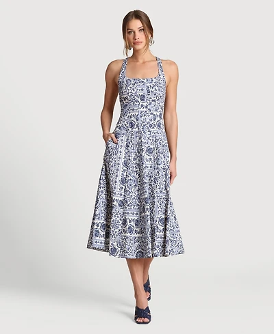 Avec Les Filles Women's Scoop Neck Midi Dress