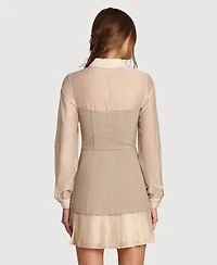 Avec Les Filles Women's Twofer Collared Neck Short Dress