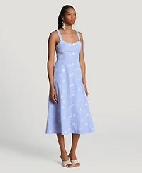 Avec Les Filles Women's Embroidered Stripe Midi Dress