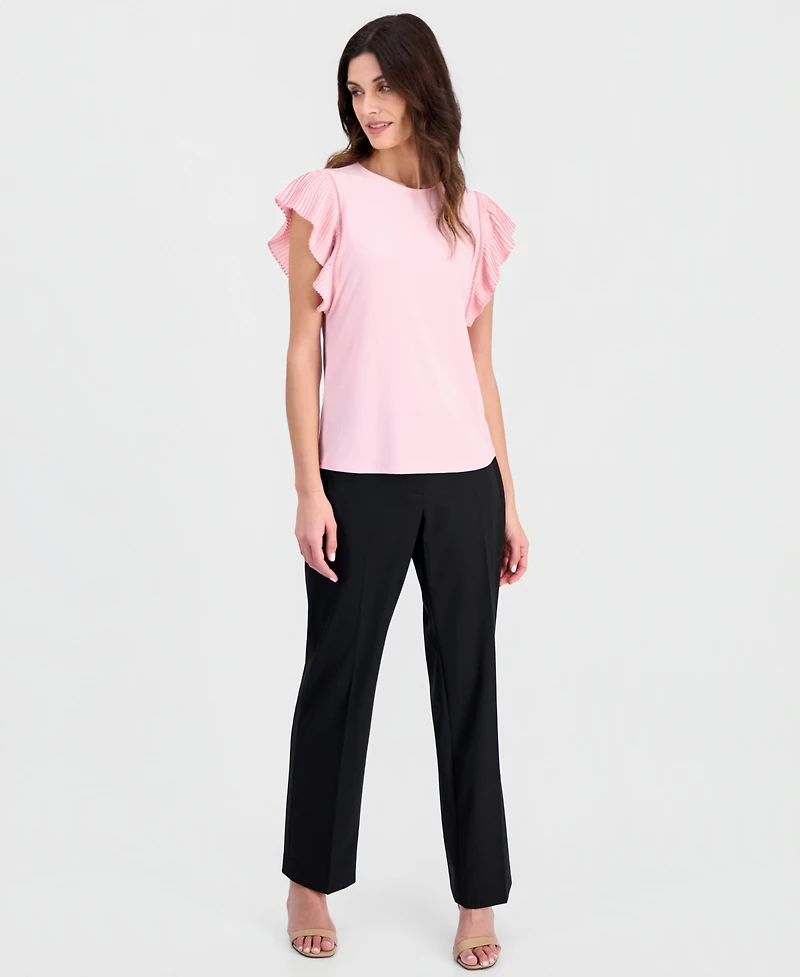 Anne Klein Women's Round-Neck Ruffled-Sleeve Top