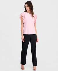 Anne Klein Women's Round-Neck Ruffled-Sleeve Top