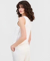 Anne Klein Women's Floral-Applique Sleeveless Tank Sweater