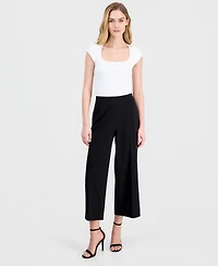 Anne Klein Women's High-Rise Cropped Wide-Leg Pants
