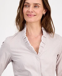 Anne Klein Women's Ruffled-Neck Long-Sleeve Blouse