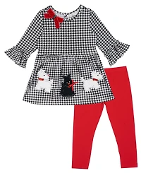 Rare Editions Girls' 4T-6X Printed Top and Leggings, 2-Piece Set