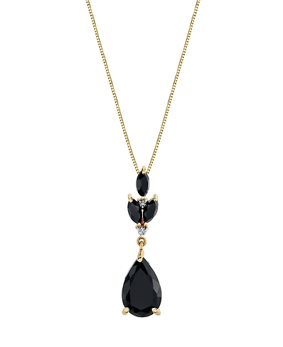 Macy's Onyx (2-1/4 ct. t.w.) & Diamond Accent Pendant Necklace in 10k Yellow Gold