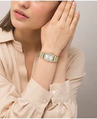 Lacoste Women's Catherine Gold Tone Stainless Steel Bracelet Watch, 28.3x20.7mm