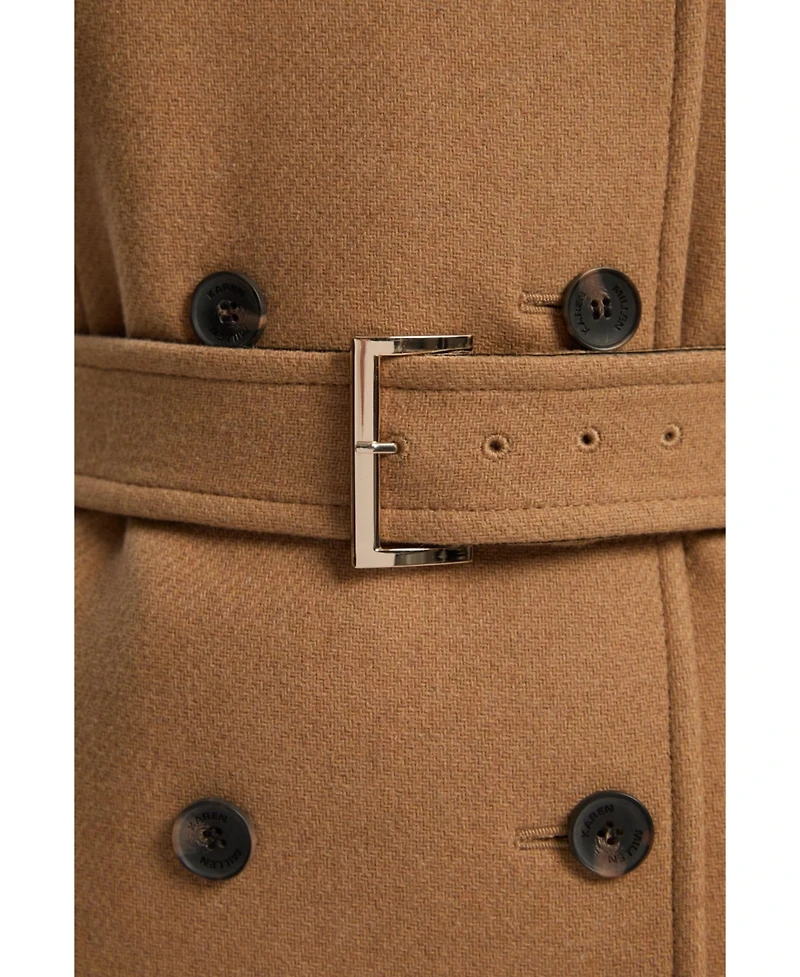 Karen Millen Women's Wool Mix Belted Trench Maxi Coat