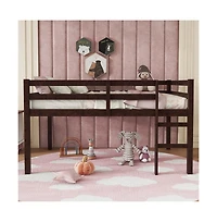 Cesicia Full Loft Bed with Ladder Rubber Wood Platform Underbed Storage and Guardrails