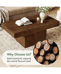 Tribesigns 47.24" Solid Wood Coffee Table for Living Room, Mid Century Modern Rectangle Center Cocktail Table, Walnut Brown